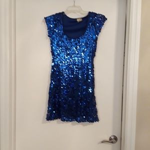 Blue Wild cat sequins mini dress